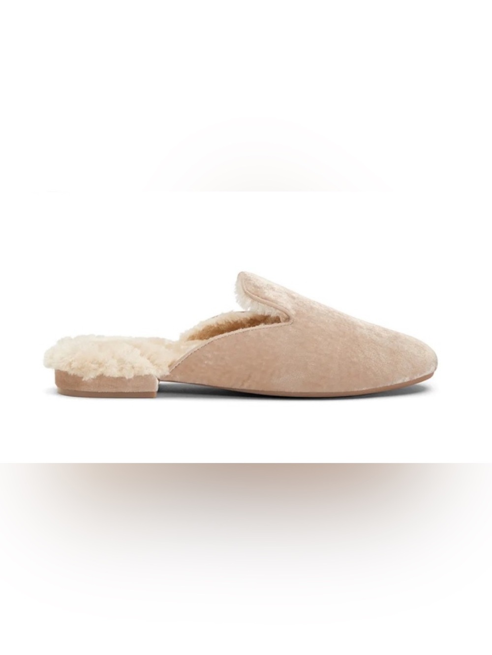 Birdies Phoebe Cream Velvet Faux-Fur Mules shoes slippers